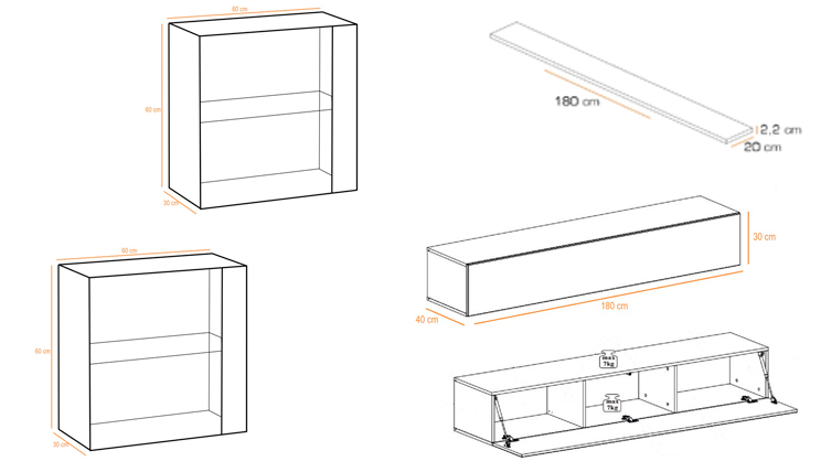dimensions des meubles de salon tv design
